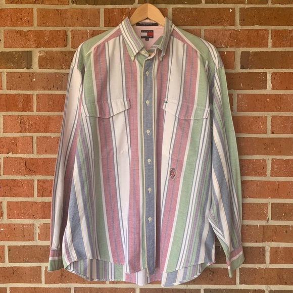 Tommy Hilfiger Other - Vintage Tommy Hilfiger Pastel Multi Stripe Oxford Button Down Size L